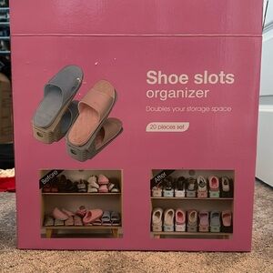 Shoe Slots Organizer 20-Piece Set - Pink and Gray